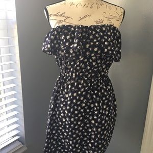 Strapless mini dress!! Loops for belt. Dark navy.